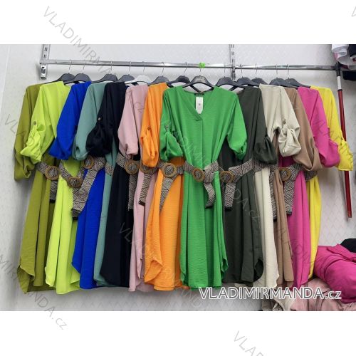 Langes Chiffon-Kurzarmkleid für Damen (S/M ONE SIZE) ITALIAN FASHION IMWGM23456