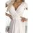 411-4 CRYSTAL langes schimmerndes Kleid mit Ausschnitt - beige