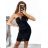 Šaty elegantní krátké bez rukávu společenské dámské (S/M ONE SIZE) ITALSKÁ MÓDA IMM22Q52233 S/M schwarz