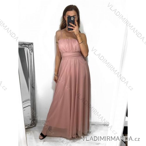 Langes, elegantes Partykleid für Damen mit Trägern (S/M EINHEITSGRÖSSE) ITALIAN FASHION IMPSH233586
