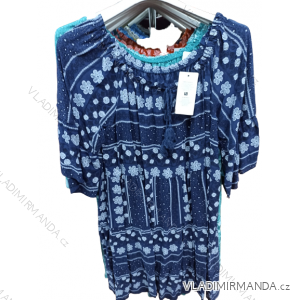 Šaty s páskem krátký rukáv dámské nadrozměr (XL/2XL ONE SIZE) ITALSKÁ MÓDA IMBM23019