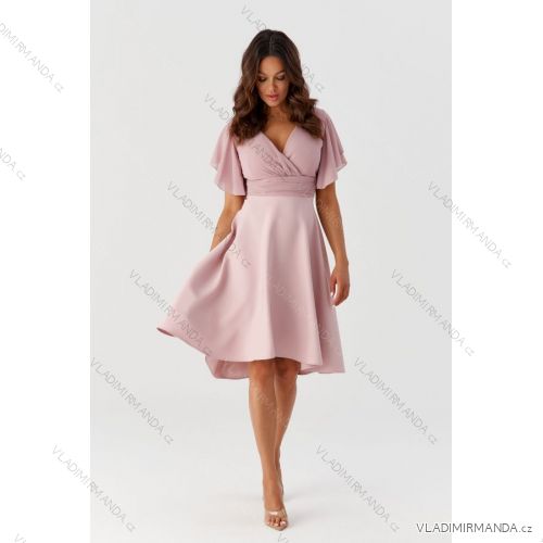 Damen-Partykleid mit kurzen Ärmeln (36-50) POLISH FASHION PMLMR23LUNA-3 rosa 36