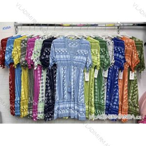 Kurzärmliges Kleid mit Fliege für Damen (S/M ONE SIZE) ITALIAN FASHION IMWD23137