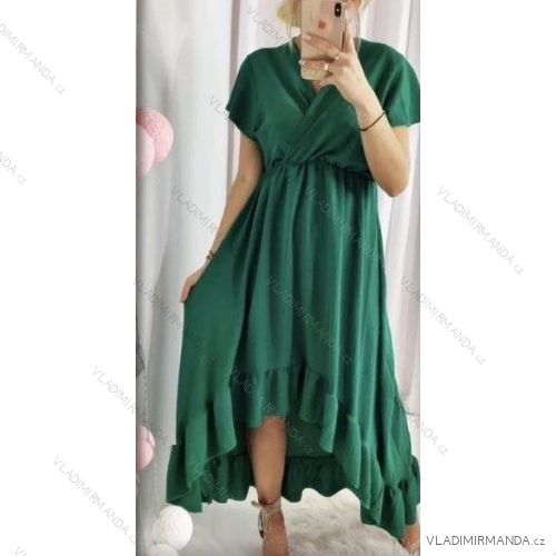 Langes Chiffon-Kurzarmkleid für Damen (S/M ONE SIZE) ITALIAN FASHION IMWGM23456
