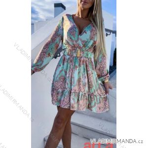 Langes Chiffon-Kurzarmkleid für Damen (S/M ONE SIZE) ITALIAN FASHION IMWGM23456