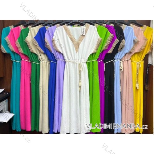 Kurzärmliges Kleid mit Fliege für Damen (S/M ONE SIZE) ITALIAN FASHION IMWD23137