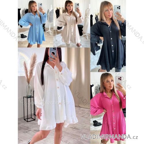 Langes Chiffon-Kurzarmkleid für Damen (S/M ONE SIZE) ITALIAN FASHION IMWGM23456