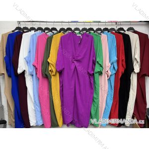 Langes Chiffon-Kurzarmkleid für Damen (S/M ONE SIZE) ITALIAN FASHION IMWGM23456