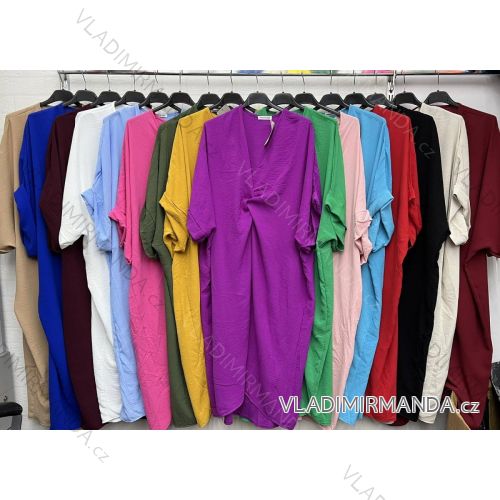 Langes Chiffon-Kurzarmkleid für Damen (S/M ONE SIZE) ITALIAN FASHION IMWGM23456