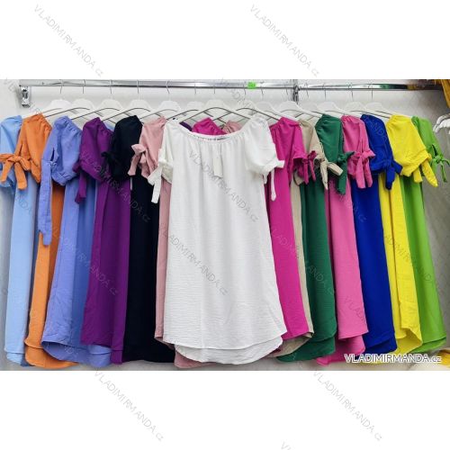 Langes Chiffon-Kurzarmkleid für Damen (S/M ONE SIZE) ITALIAN FASHION IMWGM23456