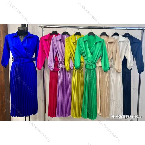 Langes Chiffon-Kurzarmkleid für Damen (S/M ONE SIZE) ITALIAN FASHION IMWGM23456