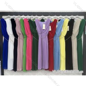 Langes Chiffon-Kurzarmkleid für Damen (S/M ONE SIZE) ITALIAN FASHION IMWGM23456