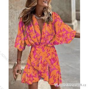Langes Chiffon-Kurzarmkleid für Damen (S/M ONE SIZE) ITALIAN FASHION IMWGM23456