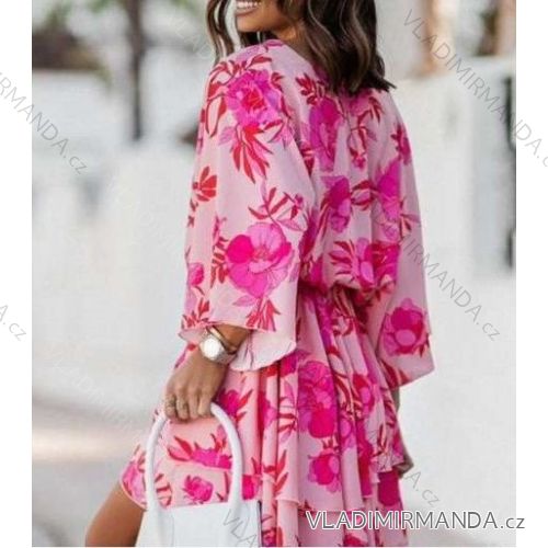 Langes Chiffon-Kurzarmkleid für Damen (S/M ONE SIZE) ITALIAN FASHION IMWGM23456