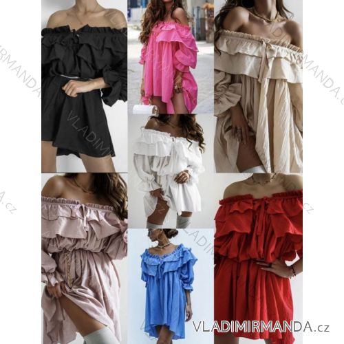 Langes Chiffon-Kurzarmkleid für Damen (S/M ONE SIZE) ITALIAN FASHION IMWGM23456