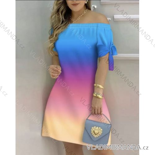 Langes Chiffon-Kurzarmkleid für Damen (S/M ONE SIZE) ITALIAN FASHION IMWGM23456