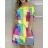 Langes Chiffon-Kurzarmkleid für Damen (S/M ONE SIZE) ITALIAN FASHION IMWGM23456