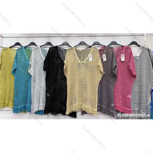 Langes Chiffon-Kurzarmkleid für Damen (S/M ONE SIZE) ITALIAN FASHION IMWGM23456