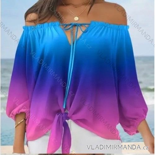 Carmen-Tunika mit langen Ärmeln für Damen (Einheitsgröße S/M) ITALIAN FASHION IMWD23773
