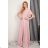 Langes Party-Kurzarmkleid für Damen (36-54) POLISH FASHION PMLMR23LAURA-1 rosa 36