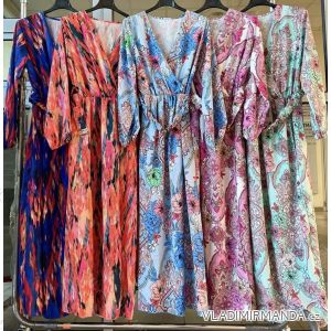 Langes Chiffon-Kurzarmkleid für Damen (S/M ONE SIZE) ITALIAN FASHION IMWGM23456