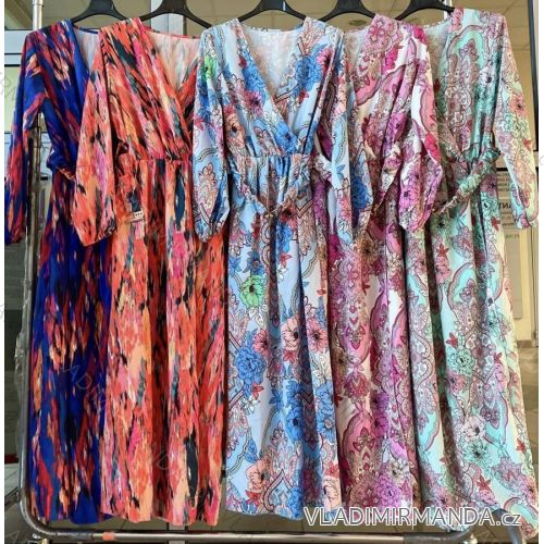 Langes Chiffon-Kurzarmkleid für Damen (S/M ONE SIZE) ITALIAN FASHION IMWGM23456