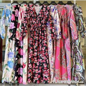 Langes Chiffon-Kurzarmkleid für Damen (S/M ONE SIZE) ITALIAN FASHION IMWGM23456