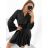 Elegantes langärmliges Kleid mit Gürtel für Damen (Einheitsgröße S/M) ITALIAN FASHION IMM23UN6139 S/M schwarz
