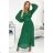 414-3 KLARA Faltenkleid mit Gürtel und Ausschnitt - grün