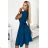 348-5 SCARLETT - ausgestelltes Kleid mit Ausschnitt - Meeresfarbe