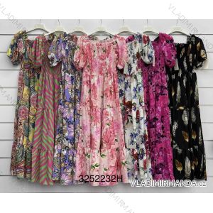Langes Chiffon-Kurzarmkleid für Damen (S/M ONE SIZE) ITALIAN FASHION IMWGM23456