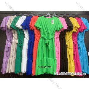 Langes Chiffon-Kurzarmkleid für Damen (S/M ONE SIZE) ITALIAN FASHION IMWGM23456
