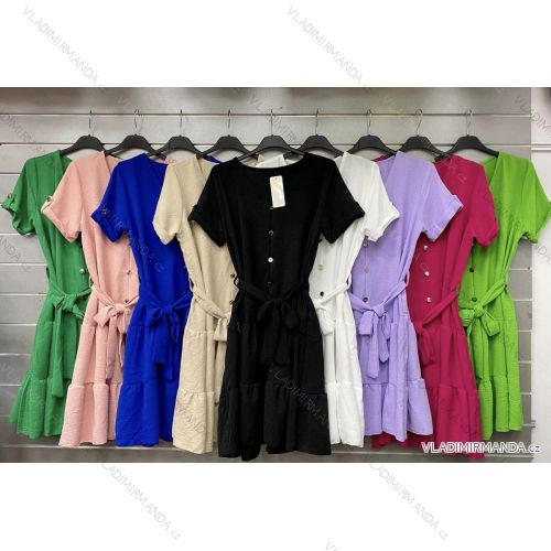 Sommerkleid mit kurzen Ärmeln für Damen (Einheitsgröße S/M) ITALIAN FASHION IMWGS231055