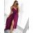 Langes Sommerkleid aus Satin mit Trägern Damen mit Gürtel (UNI S / M) ITALIAN FASHION IMM22INFINITE -   grüne Erbse -   S / M