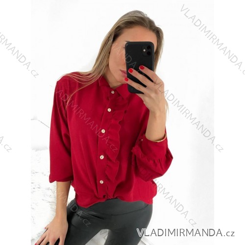 Damen-Langarmpullover (S / M ONE SIZE) ITALIAN FASHION IMWD22361 S/M dunkelrot