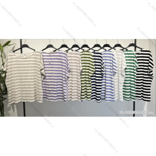 Gestreiftes Kurzarm-T-Shirt für Damen (S/M EINHEITSGRÖSSE) ITALIAN FASHION IMPLM2380356