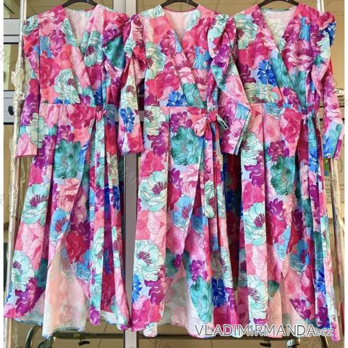 Langes Chiffon-Kurzarmkleid für Damen (S/M ONE SIZE) ITALIAN FASHION IMWGM23456
