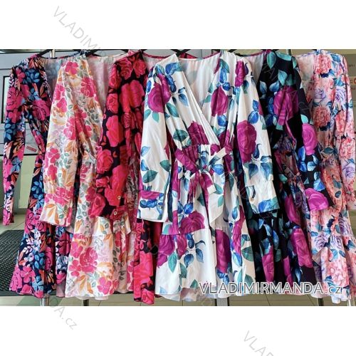 Langes Chiffon-Kurzarmkleid für Damen (S/M ONE SIZE) ITALIAN FASHION IMWGM23456