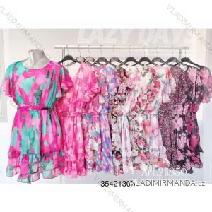 Damen-Sommerkleid aus Chiffon mit kurzen Ärmeln (Einheitsgröße S/M) ITALIAN FASHION IMWP231108