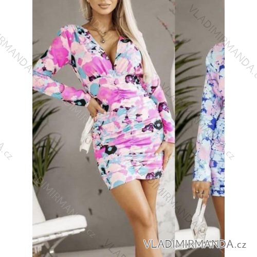 Langes Chiffon-Kurzarmkleid für Damen (S/M ONE SIZE) ITALIAN FASHION IMWGS231048