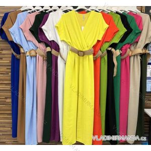 Langes Sommerkleid für Damen mit Kurzarmgürtel (S / M ONE SIZE) ITALIAN FASHION IMWD222213