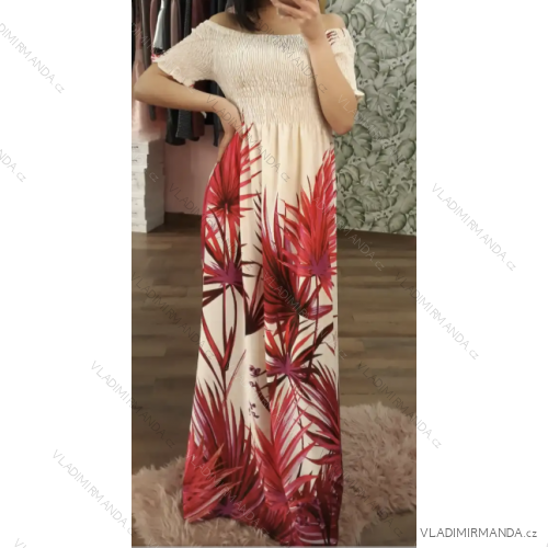 Langes Kurzarmkleid für Damen (S/M EINHEITSGRÖSSE) ITALIAN FASHION IMPMG232230