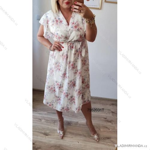 Damen-Sommerkleid in Übergröße mit kurzen Ärmeln (2XL/3XL EINHEITSGRÖSSE) ITALIAN FASHION IMWT231138