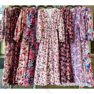 Langes Chiffon-Kurzarmkleid für Damen (S/M ONE SIZE) ITALIAN FASHION IMWGM23456