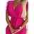 417-1 Faltenkleid mit Ausschnitt und Rüschen an den Schultern - fuchsia