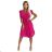 417-1 Faltenkleid mit Ausschnitt und Rüschen an den Schultern - fuchsia