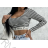 Crop Top Langarm Damen gestreift (S/M ONE SIZE) ITALIAN FASHION IMPCF2327358