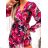 Langes Chiffon-Kurzarmkleid für Damen (S/M ONE SIZE) ITALIAN FASHION IMWGS231048
