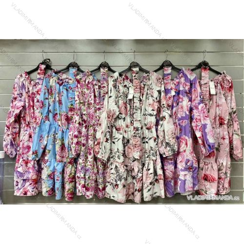 Langes Chiffon-Kurzarmkleid für Damen (S/M ONE SIZE) ITALIAN FASHION IMWGS231048