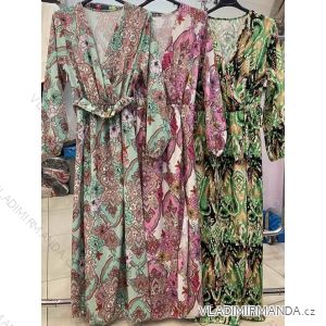 Langes Chiffon-Kurzarmkleid für Damen (S/M ONE SIZE) ITALIAN FASHION IMWGS231048